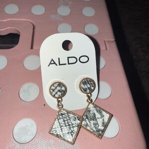 Brand New ALDO Women’s White Snake-Print Drop Earrings